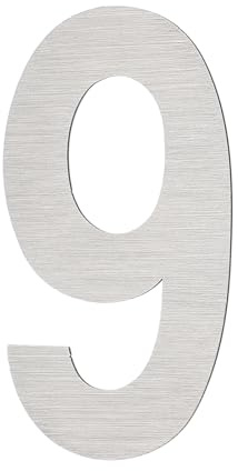 PATIKIL House Numbers for Outside, Number 9 Silver Stainless Steel Self Adhesive Modern Mailbox Address Door Numbers for Outdoor House Residential Mailboxes 1.97x1.14 Inch