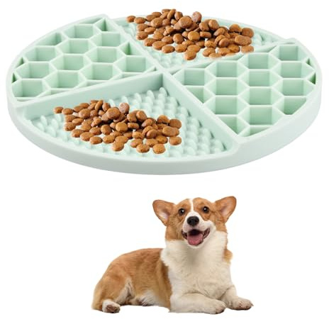 Gamelle Anti-Glouton Chats,Tapis Anti-Fuite pour Chien avec Grande Ventouse, Tapis de Léchage pour Nourriture Humide et Sèche, pour Chats et Chiens de Petite et Moyenne Taille