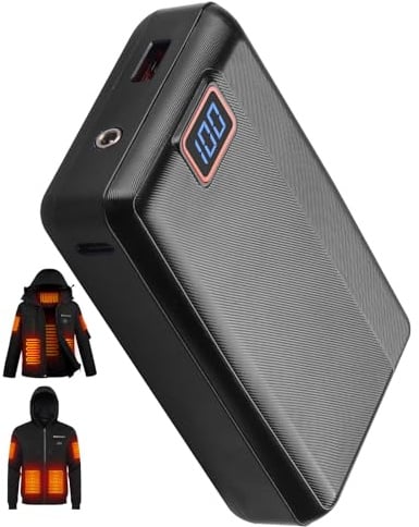 Brimekey Batteria per Indumenti Riscaldanti 16000mAh, Batteria 7.4V 54WH con Display Digitale e 3 Ricariche Rapide (DC/USB/Type-C) per Giubbotti, Giacche e Felpe Riscaldanti