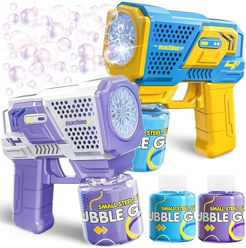 Chennyfun 2 Packs Pistola de Burbuja para Niños, Máquina Automática Pompas