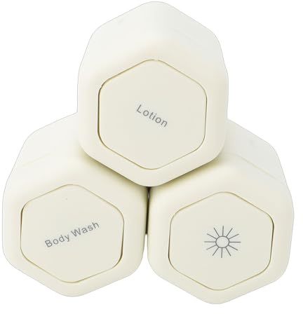 Vikye 3 Pcs Magnetic Travel Toiletry Containers, 40ml Hard Shell Hexagonal Cream Jars with Leak Proof Twist Lock Lids, for Lotion Shampoo Skincare (White)