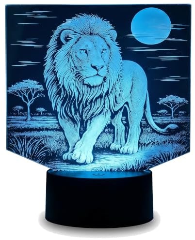 Löwe LED Lampe mit Farbwechsel & Fernbedienung - Nachtlicht Deko | 16 Farben, dimmbar, Touch & Fernbedienung, USB & Batteriebetrieb, Acrylglas Made in Germany