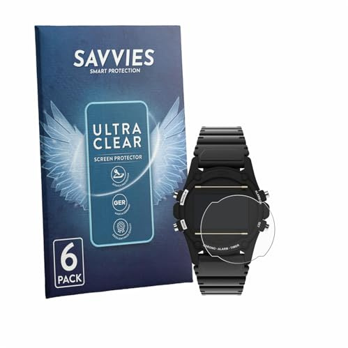 Savvies 6 Stück Schutzfolie für Timex Expedition Atlantis T5K463 | Transparenter Displayschutz Made in Germany, Ultra-Klar Displayschutz-Folie