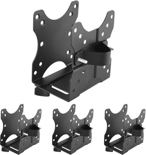 ICY BOX IB-MSA102-VM Halterung für Mini-PC (Intel NUC, Mac mini und so weiter) bis 5 kg, Montage an Monitorständer oder VESA, Variable Breite, Stahl, schwarz (Packung mit 4)