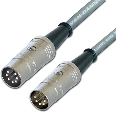 Van Damme, REAN 7 Pin to 5 Pin Din Midi Cable. Keyboard, Synthesisers, Foot Switch (1m, Grey)
