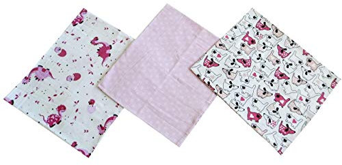 3er-Packung Spucktücher Stoffwindeln aus Baumwoll Flanell 70x80 cm, Mädchen