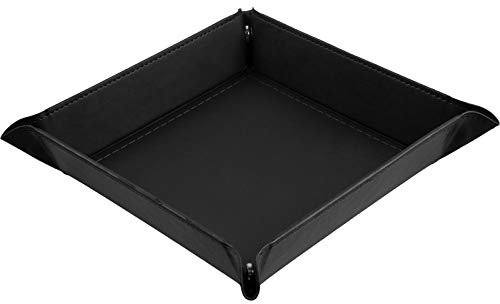 shibby Faltbare Würfelschale Würfelunterlage aus Kunstleder in Schwarz - 22 x 22cm