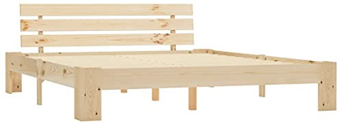 vidaXL Kiefernholz Massiv Bettgestell Holzbett Futonbett Doppelbett Massivholz Bett Bettrahmen Lattenrost Schlafzimmerbett 180x200cm