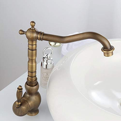 MYALQ Wasserhahn Küche Messing Antik Nostalgie Messing Landhaus Küchenarmatur 360°Schwenkbar Einhebel Mischbatterie Spültischarmatur Spüle Armatur Hoher Auslauf Wasserhahn