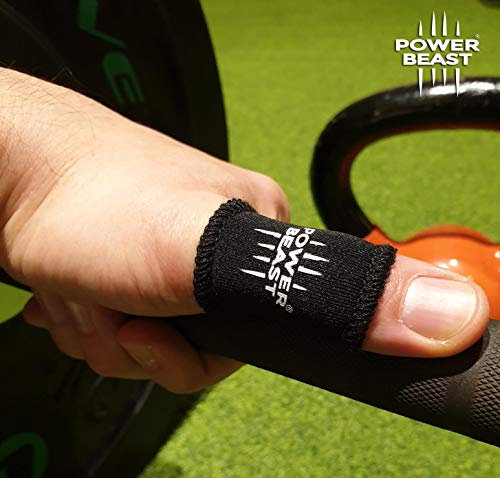 POWER BEAST Protecteur de Doigts | Tape Cross Training, No Tape, Poids, Gym, Fitness, Gymnastique, Haltérophilie, Tape, Bandages, Ruban adhésif | 1 Paire + Sac. (L)