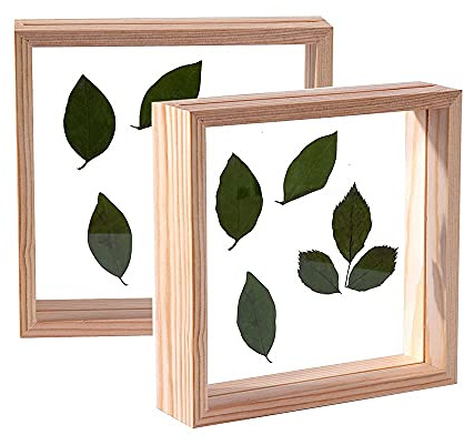 C&Z 2Pcs 6x6 Holz-Bilderrahmen, doppelseitig, Acryl, Herbarium, Pflanzen, Probe-Rahmen für gepresste Blumen, getrocknete Blätter, Tische, Wanddekoration