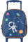 Idena 20068 - Rucksack Trolley mit 2 Glitter Rollen, für Kinder, dunkelblau mit stylischem Astronauten- und Weltraummotiv, als Handgepäckskoffer, Schultrolley und Kinderrucksack, ca. 31 x 27 x 10 cm