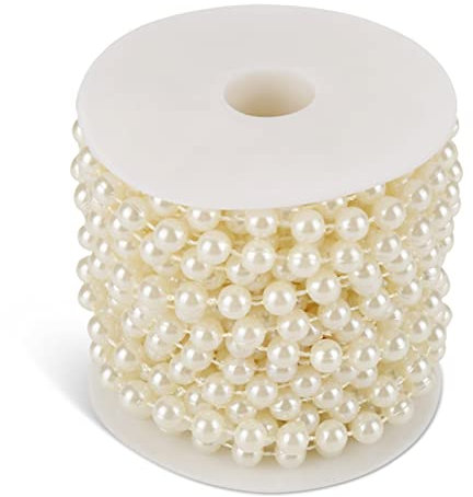 Perlenkette Deko, Perlenkette Perlengirlande Hochzeit Perlenschnur, Perlenband Weihnachtsbaum Deko Perlengirlande, Faux Pearl Beads Girlande 10m/32.8feet Perlenkette Deko Deko Hochzeit