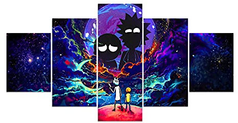 Rick and Morty Poster Weltraumabenteuer, Druck auf Leinwand, Wandkunst für Zuhause, Kinderzimmer, Wohnzimmer, Schlafzimmer, Dekoration, ungerahmt