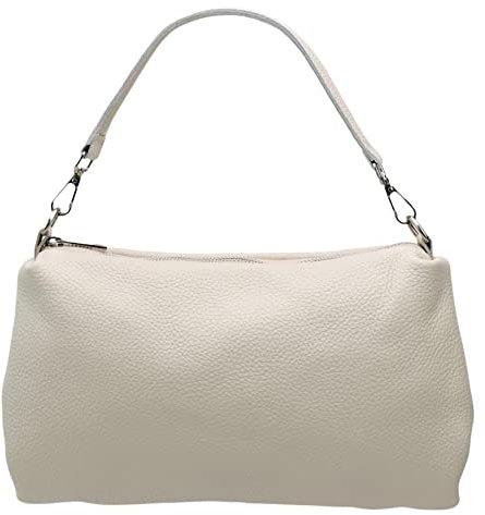 SH Leder Echtleder Umhängetasche mittelgroße schultertasche Abendtasche Clutch Crossbody Bag Messenger Handtasche mit Reißverschluss 33x20cm Lovelin G393 (Beige)