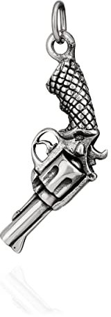 NKlaus Kettenanhänger Pistole 925 Silber 31x21mm Silberanhänger Armee Gewehr Amulett 10180
