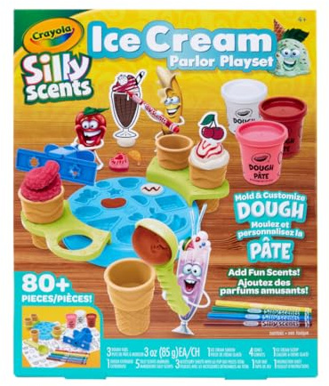 Crayola Silly Scents Ice Cream Toy, Kids Modeling Dough, Play Food Toy with Scented Markers, Gifts 4+