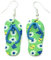 Miniblings Badelatschen Ohrringe Hänger Sandale Sommer Strand grün blau Blumen - Handmade Modeschmuck I Ohrhänger Ohrschmuck versilbert