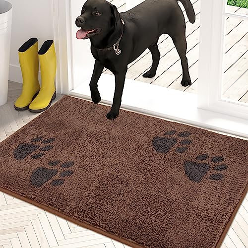 PURRUGS Dirt Trapper Doormat 50 x 80 cm, Non-Skid/Slip Machine Washable Entrance Rug, Shoes Scraper, Dog Door Mat, Super Absorbent Welcome mat for Muddy Wet Shoes and Paws
