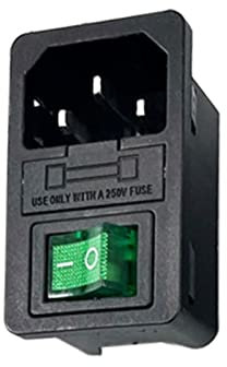 ORCOW ¡con Fusible 10A! Interruptor basculante Rojo con Fusible IEC320 C14 Toma de Corriente de Entrada Conector de Interruptor de Fusible Conector de Enchufe Rojo Verde Azul Negro (Color : Green)