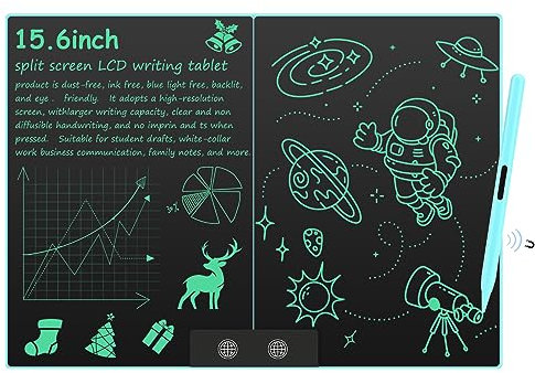 Tableta de Escritura LCD, Czemo 15,6 Pulgadas Tableros de Escritura LCD para Adultos y Niños Pantalla Dividida, Borrable Tablero de Dibujo Electrónico para Oficina, Notas y Apuntes