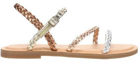 TOMS Women's Kira Flat Sandal, Multi Metallic Synthetic Braid, 5 UK