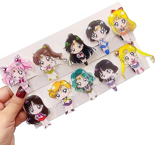 Roffatide Anime Sailor Moon Haarspangen Prinzessin Serenity Haarschmuck Niedliches Mädchen 10pcs Haarnadel Set Pony Clip Exquisite Tägliche Haarnadeln