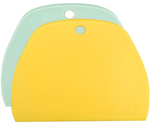 NoChoX Juego de 2 espátulas de masa, tarjeta de masa con escala graduada, cortador de cocina multiusos, rascador para tartas, pizza, corte de pan, suministros de cocina