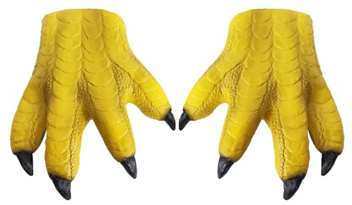 TINAYAUE Realistic Chicken Gloves Parrot Gloves Four Paws Latex Gloves Large Creature Costume Gloves Cosplay Animal Claws Gloves for Adults Big Kids Halloween Live Show Birthday Party Prank Props