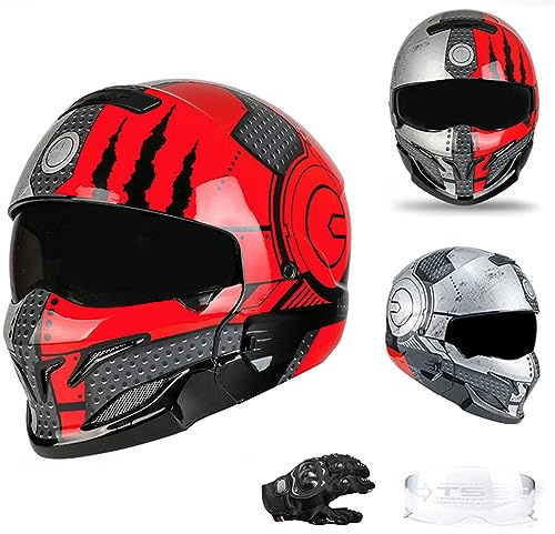 RUANLOV Modular Helm Motorrad mit ECE DOT Zertifizierung Klapphelm Flip up Motorradhelm Integralhelm Herren Damen mit verstärktem Kinnschutz Chopper Moped Mofa Roller (A L=59~60CM)