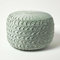 Homescapes Grace Plissee-Hocker geflochten mintgrün 50x35 cm, Samt-Pouf Mint, Sitzpouf rund mit Sitzsack-Füllung