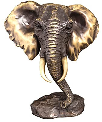 ARTSIM Skulpturen Dekor Skulpturen Statuen Ornament Figuren Bronze Elefantenkopf Statue Skulptur Tierfigur Kunstdekor