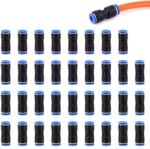 Pack de 35 connecteurs pneumatiques droits, connecteurs pneumatiques 8 mm, raccords pneumatiques à raccord rapide Push in, pour air, eau