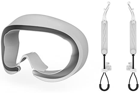 Graootoly VR Handle Grip Pico 4 VR Gaming Headset Controller Belts Light Leakage Facial Pad VR Accessories-Light Grey