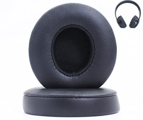 Ersatz-Ohrpolster, kompatibel mit Beats Solo 2.0 Solo 3.0 kabellosen Kopfhörern, weiches Komfort-Protein, Leder, Memory-Schaum, belastbar (schwarz)