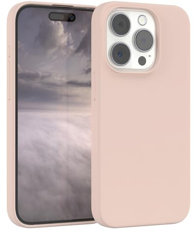 EAZY CASE Premium Silikon Handyhülle kompatibel mit iPhone 15 Pro Slimcover mit Kameraschutz und Innenfutter, Silikonhülle, Schutzhülle, Bumper, Handy Case, Hülle, Softcase, Nude Rosa