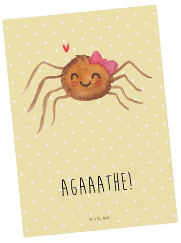Mr. & Mrs. Panda Grußkarte Spinne Agathe Freude - Geschenk, Kunstkarten, Postkarten, Trend, Viraler Hit, Postkarte, Ansichtskarte, bildkarte, Viral, Beliebte