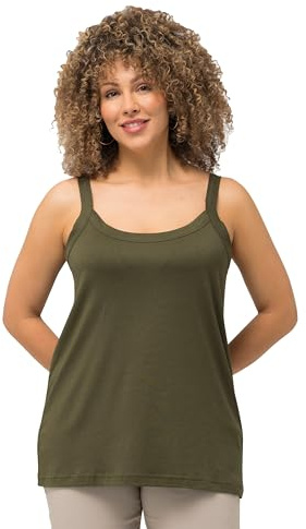 Ulla Popken Damen große Größen Übergrößen Plus Size Spaghettitop, Rundhals, Modalmix, ärmellos waldgrün 46+ 728664201-46+