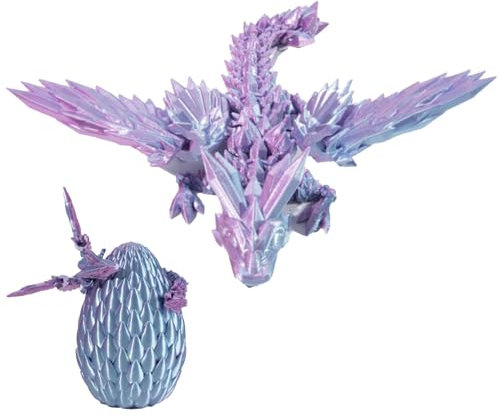Printed Dragon In Egg, Articulated Dragon Crystal Dragon with Dragon Egg, Fidget Toy Crystal Dragon Egg, Flexible Joints Dragon Home Decor Executive Desk Toys, Home Decor Executive Desk Toy