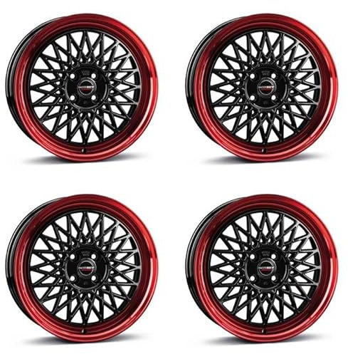 4x Borbet Felgen B 7x17 ET30 4x100 black rim red kompatibel mit VW Corrado Cross UP Golf Jetta Passat Scirocco UP Vento