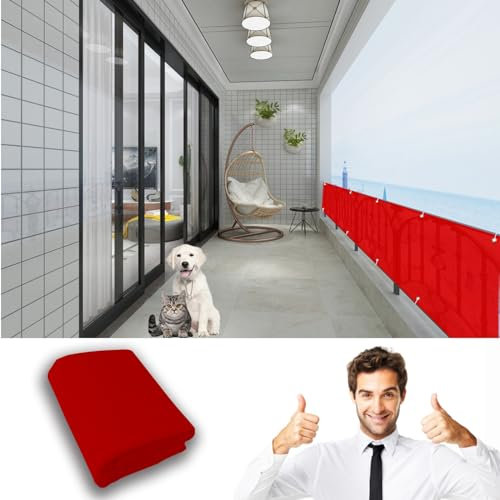 GAIFNAG Brise Vue Jardin, Brise-Vue de Clôture 55 x 500 cm Couverture de Confidentialité, Brise Vue Rétractable Occultant Hdpe, avec Attaches de Câble et Cordons pour Jardin Terrasse, Rouge