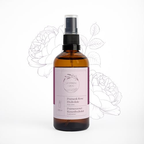 Rosenwasser Bio – Natürliches Gesichtswasser mit Damaskus Rose, Hydrolat für Gesichtsreinigung & Feuchtigkeitsspray bei Sensitiver Haut, 100ml - Levandu Ukis