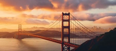 Acryl-Bild 90 x 40 cm: Golden Gate Bridge-Panorama, (212277626)