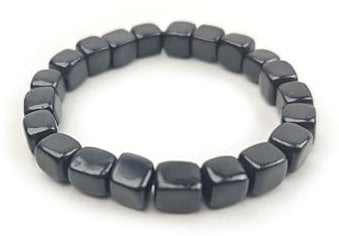 LWQCHW Shungite Bead Bracelet 8mm Cube Crystals Premium Quality Shungite Crystal Bracelets Stretch Gemstone Bracelet, Circumference 7.87cm, Shungite, shungite, Circumference 7.87cm, Shungite, shungite