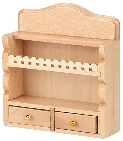 Sunicon Dollhouse Wall Shelf,1:12 Scale Miniature Doll House Kitchen Wall mounted Storage Rack Mini Wooden Furniture Pretend Play Toy for 3 4 5 Years Old Girls Boys