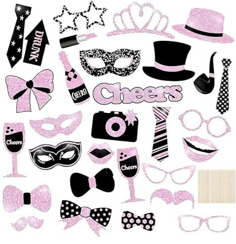DERJDISF 30 Piece Party Gadget Set - Excellent Photo Props for Birthdays and New Year's Eve Decoration - Party Accessories and Photo Box Props for an Unforgettable Photo Shoot