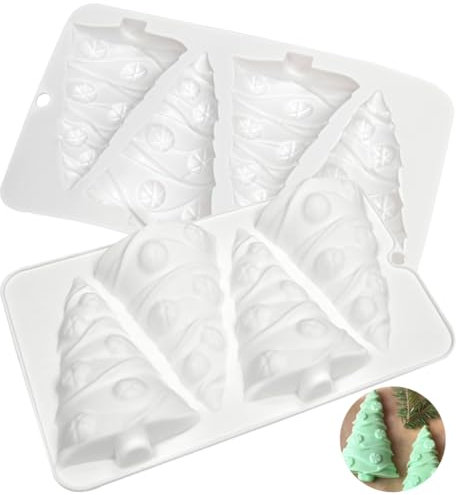 HGSHUO Moldes de Silicona Navidad Molde Árbol de Navidad Molde de Pastel Arbol Navidad Molde para Hornear 3D Moldes para Tartas Molde de Chocolate Moldes de Repostería 2 Piezas