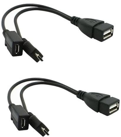 2 Packs OTG Cable Replacement for Fire Stick 4K, for Amazon Fire TV, Compatible with for Samsung Galaxy for LG Android Phone Tablet Micro USB Host with Micro USB Power