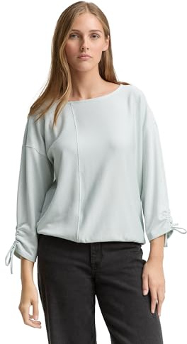 TOM TAILOR Denim Damen Loose Fit Longsleeve mit Streifen & Raffarm