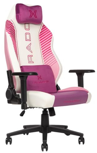 PARADOX - Chaise Gaming Pivotante Pink Princess - Siege Gaming avec Coussin - Chaise de Bureau Confortable - éco-Cuir - Dossier avec Coussin - Rose, Blanc